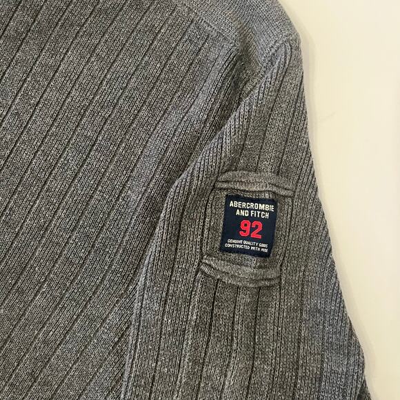 Vintage Abercrombie Fitch Y2K Sweater Mens XL Muscle Crewneck Ribbed Patch Logo - Picture 3 of 11